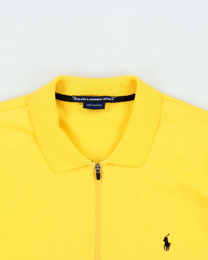 Vintage 90s Ralph Lauren Sport Zip-up Jersey Polo Top - L