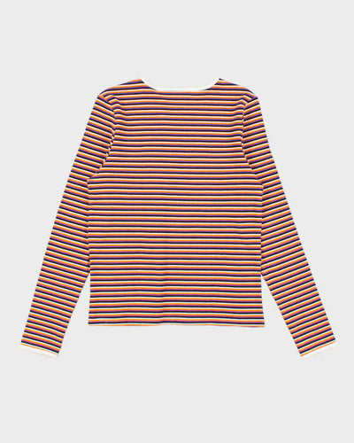 Stussy Women's Striped Embroidered Logo Long Sleeve T-Shirt - M