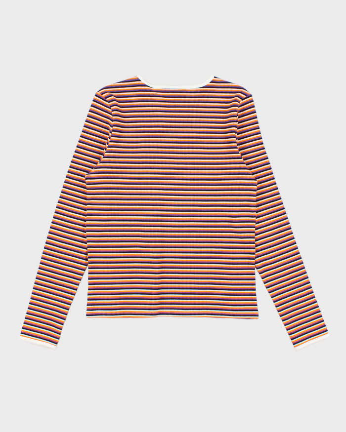 Stussy Women's Striped Embroidered Logo Long Sleeve T-Shirt - M