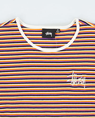 Stussy Women's Striped Embroidered Logo Long Sleeve T-Shirt - M