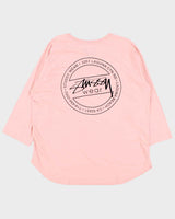 Vintage Women's Stussy Baby Pink 3/4 Sleeve T-Shirt - L