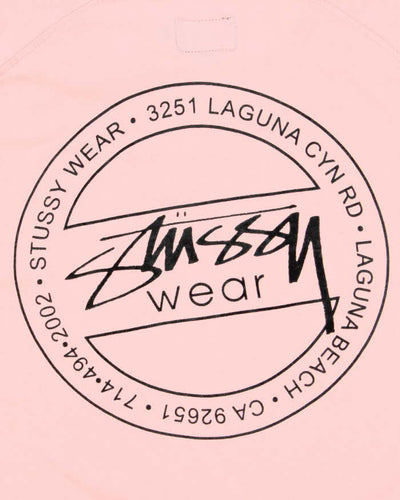Vintage Women's Stussy Baby Pink 3/4 Sleeve T-Shirt - L
