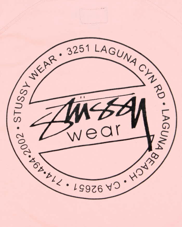 Vintage Women's Stussy Baby Pink 3/4 Sleeve T-Shirt - L