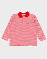 Vintage Women's 1990s Yves Saint Laurent Striped Cotton Long Sleeve Polo Shirt - XS