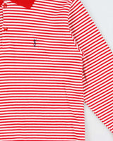 Vintage Women's 1990s Yves Saint Laurent Striped Cotton Long Sleeve Polo Shirt - XS
