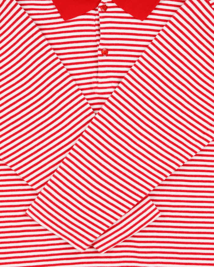 Vintage Women's 1990s Yves Saint Laurent Striped Cotton Long Sleeve Polo Shirt - XS