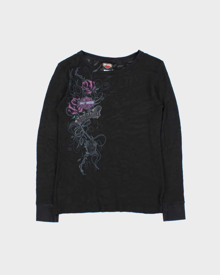 Vintage Women's Y2K Harley Davidson NY Waffle Knit Long Sleeve T-Shirt - L