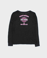 Vintage Women's Y2K Harley Davidson NY Waffle Knit Long Sleeve T-Shirt - L