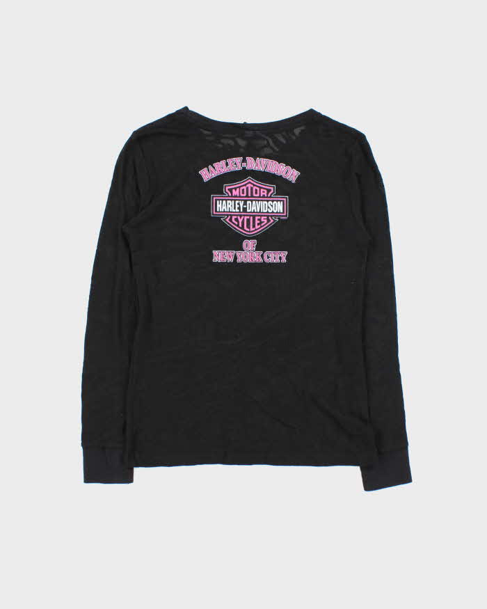 Vintage Women's Y2K Harley Davidson NY Waffle Knit Long Sleeve T-Shirt - L