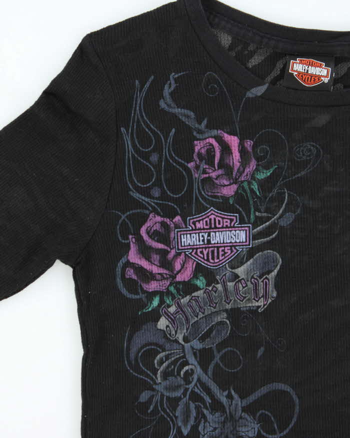 Vintage Women's Y2K Harley Davidson NY Waffle Knit Long Sleeve T-Shirt - L