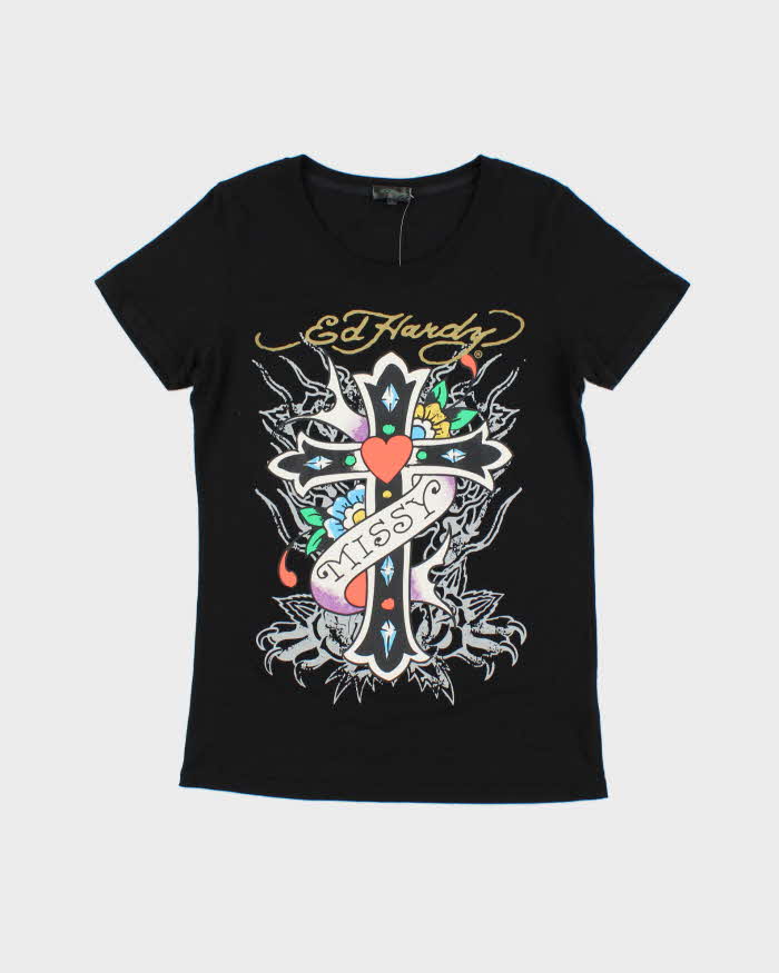 Vintage Ed Hardy Women's Missy Cross Crewneck T-Shirt - L