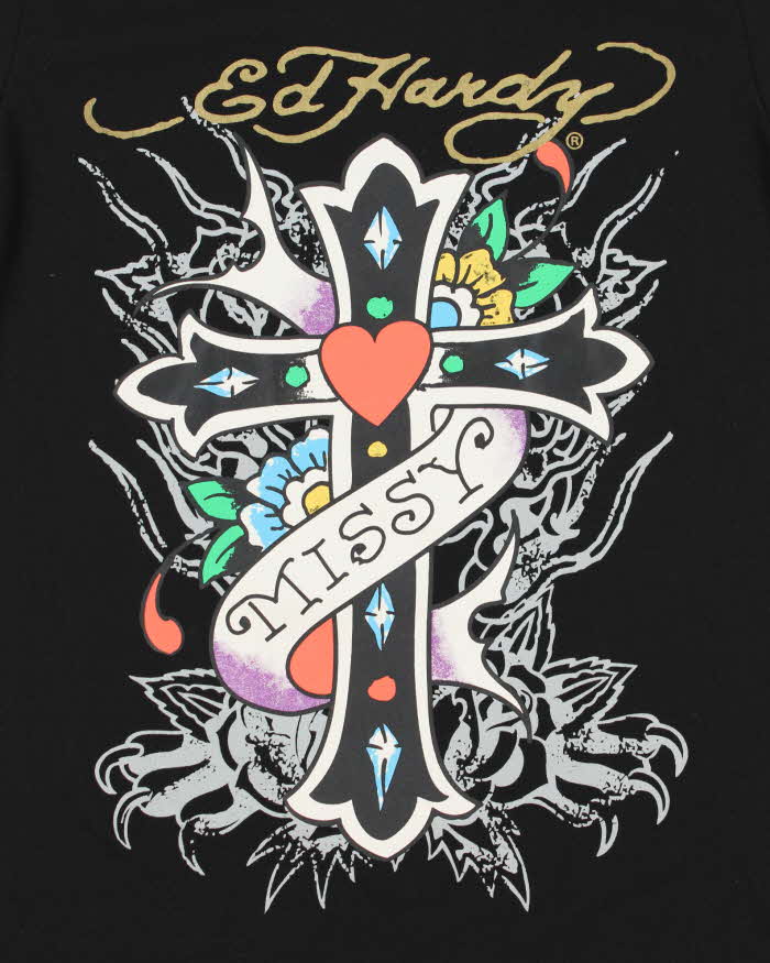 Vintage Ed Hardy Women's Missy Cross Crewneck T-Shirt - L