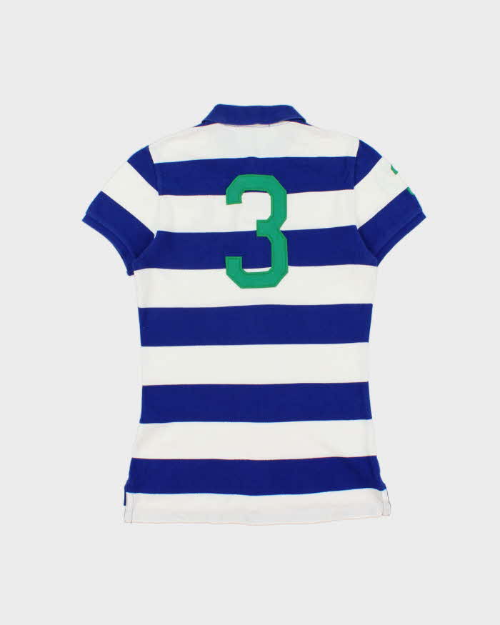 Vintage Y2K 00s Ralph Lauren Large Pony Striped Women's Short Sleeve Polo Shirt - L