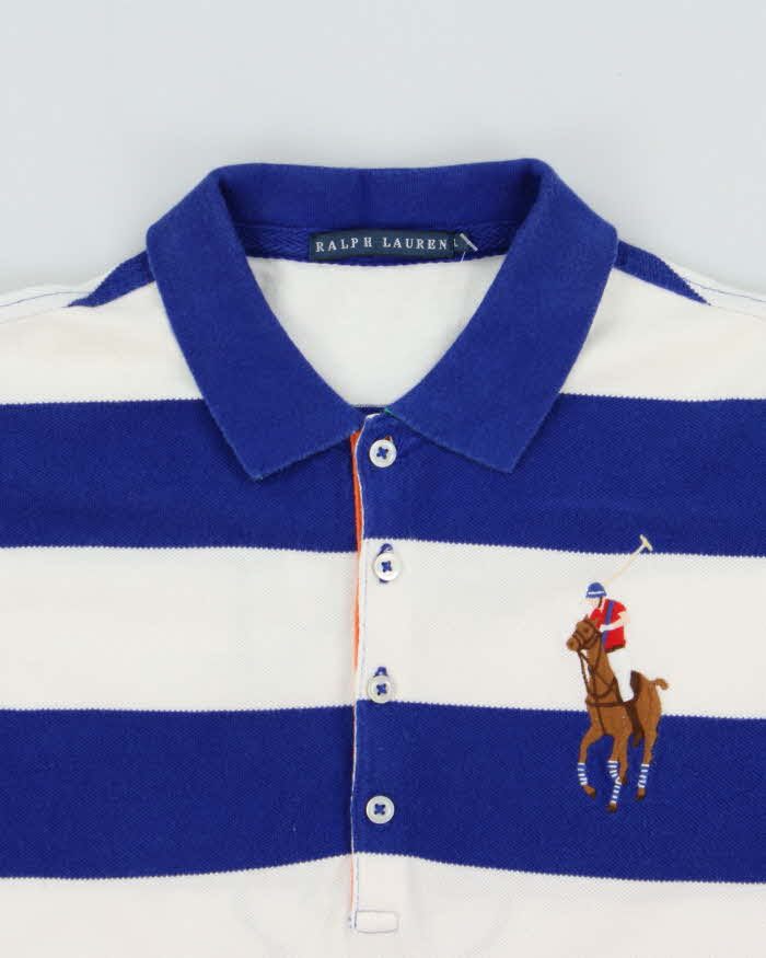 Vintage Y2K 00s Ralph Lauren Large Pony Striped Women's Short Sleeve Polo Shirt - L