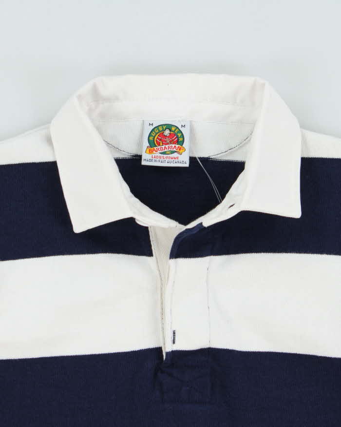 Vintage Barbarian Striped Heavyweight Long Sleeve Women's Rugby Shirt - M