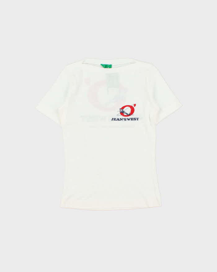 DSWT 1980s Benetton Jean's West Slash Neck Baby Tee - S