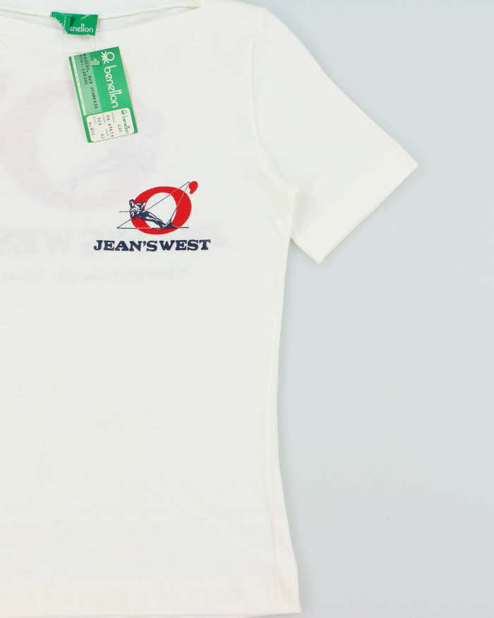 DSWT 1980s Benetton Jean's West Slash Neck Baby Tee - S