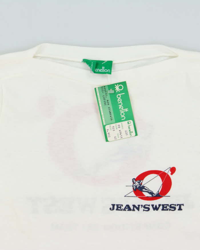 DSWT 1980s Benetton Jean's West Slash Neck Baby Tee - S