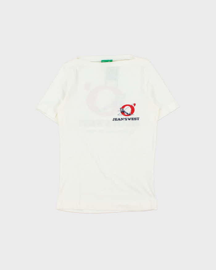 DSWT 1980s Benetton Jean's West Slash Neck Baby Tee - M