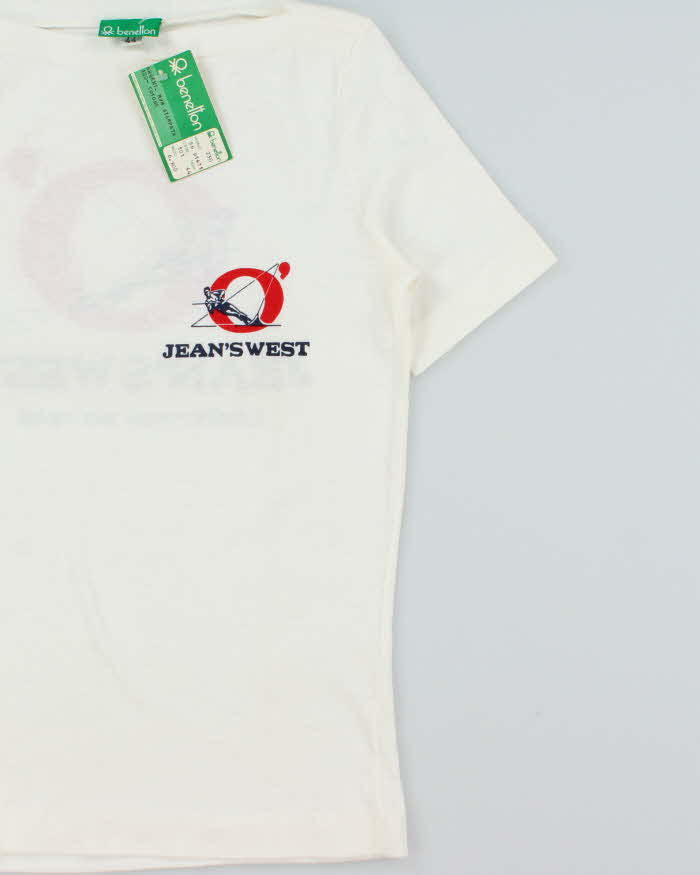 DSWT 1980s Benetton Jean's West Slash Neck Baby Tee - M