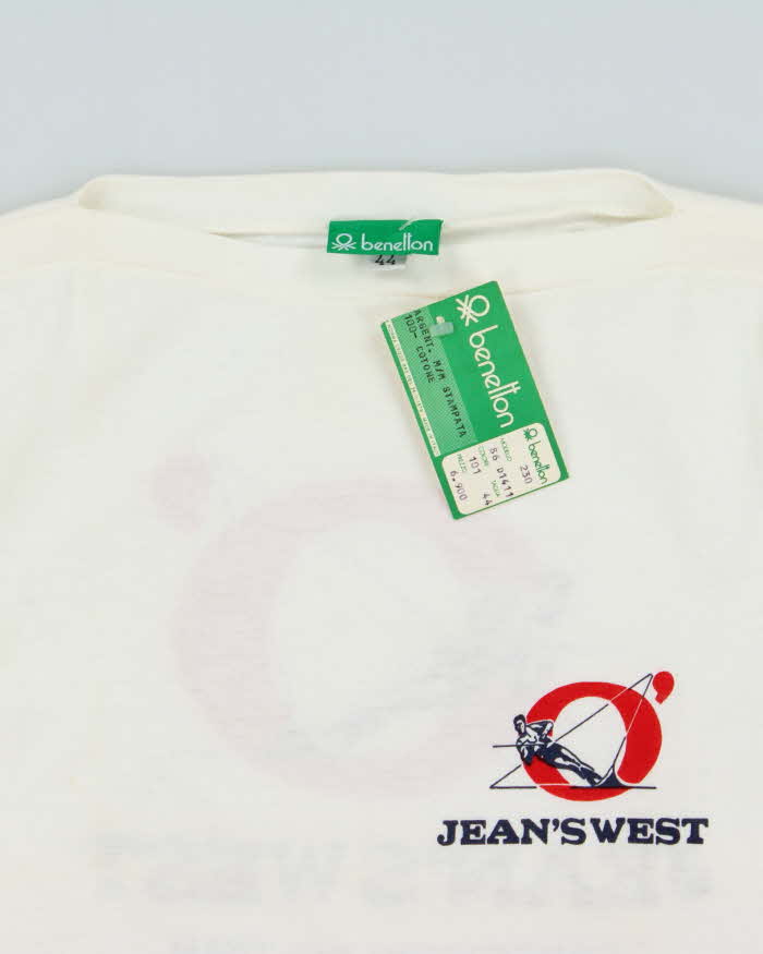 DSWT 1980s Benetton Jean's West Slash Neck Baby Tee - M