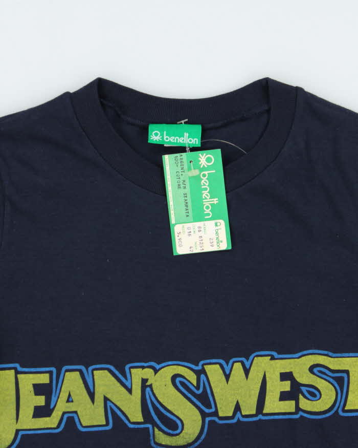 DSWT 1980s Benetton Jean's West Crewneck Baby Tee - S