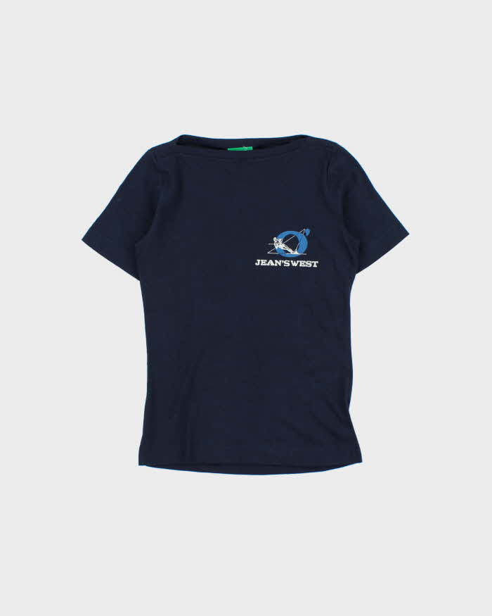 DSWT 1980s Benetton Jean's West Slash Neck Baby Tee - S