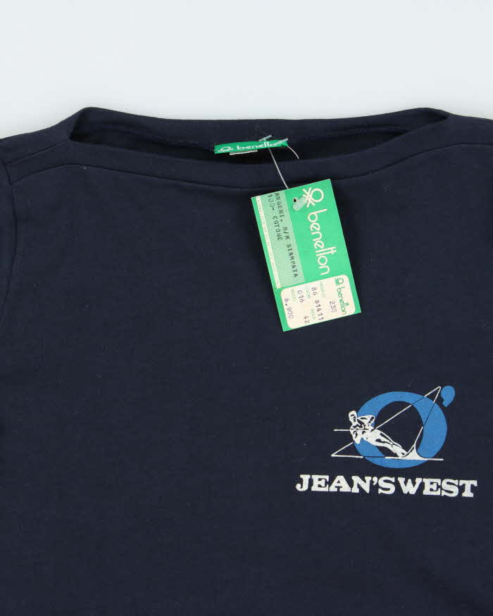 DSWT 1980s Benetton Jean's West Slash Neck Baby Tee - S