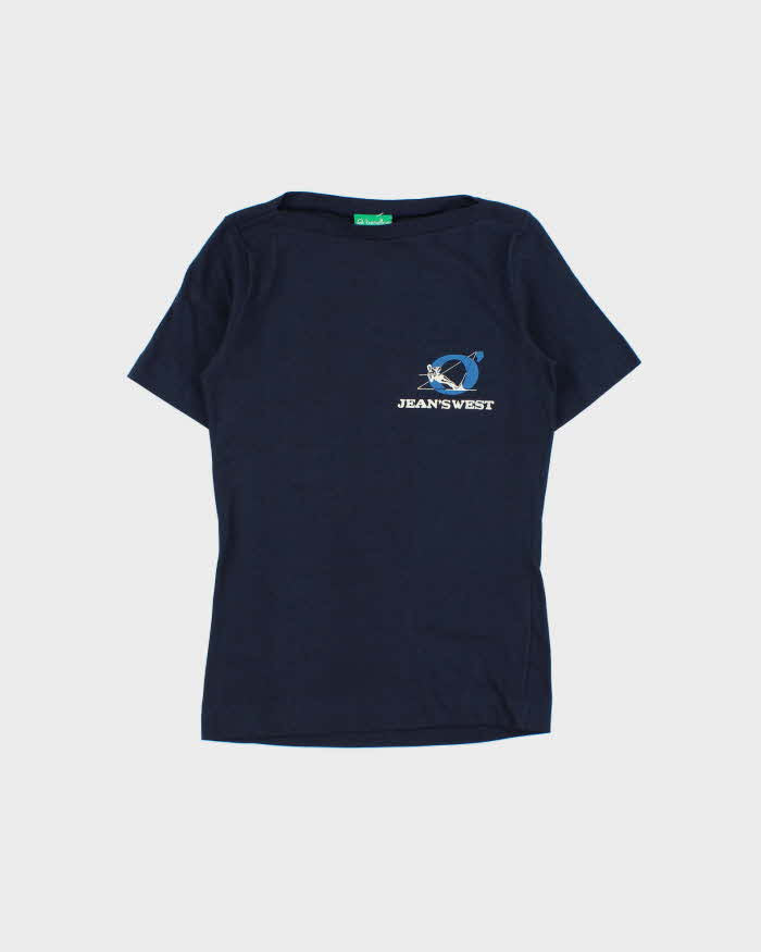DSWT 1980s Benetton Jean's West Slash Neck Baby Tee - M