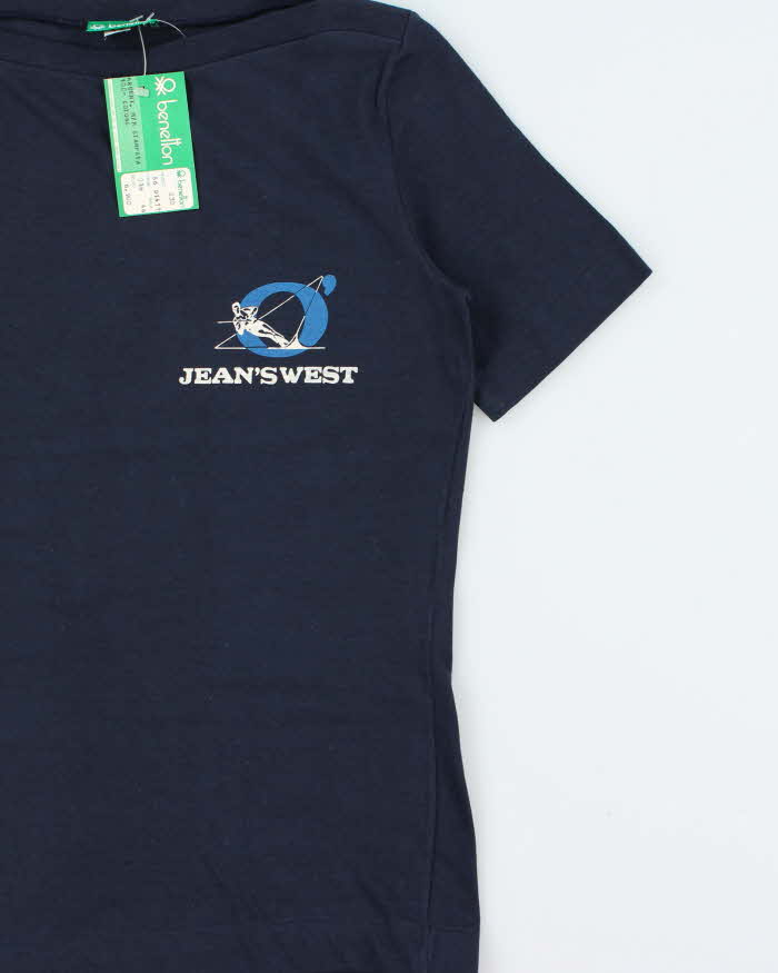 DSWT 1980s Benetton Jean's West Slash Neck Baby Tee - M