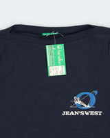 DSWT 1980s Benetton Jean's West Slash Neck Baby Tee - M
