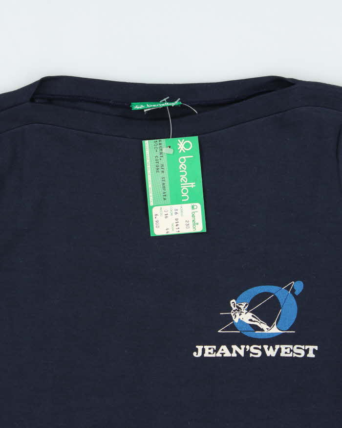 DSWT 1980s Benetton Jean's West Slash Neck Baby Tee - M
