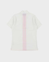 Vintage Y2K 00s Adidas Women's Baby Pink 3-Stripe Embroidered Short Sleeve Polo Shirt - M