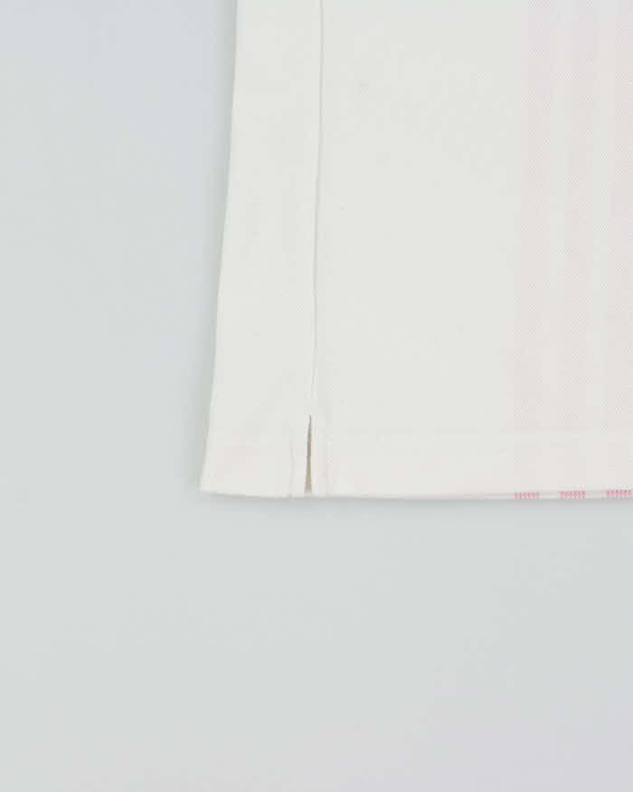 Vintage Y2K 00s Adidas Women's Baby Pink 3-Stripe Embroidered Short Sleeve Polo Shirt - M