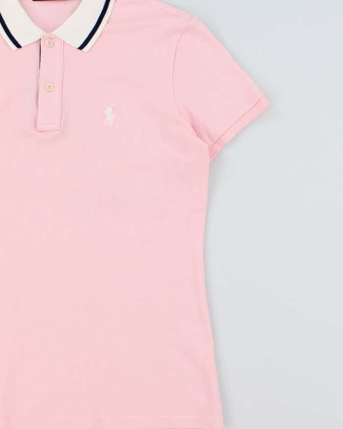Vintage Y2K 00s Ralph Lauren Golf Women's Baby Pink Tailored Fit Short Sleeve Polo Shirt - M