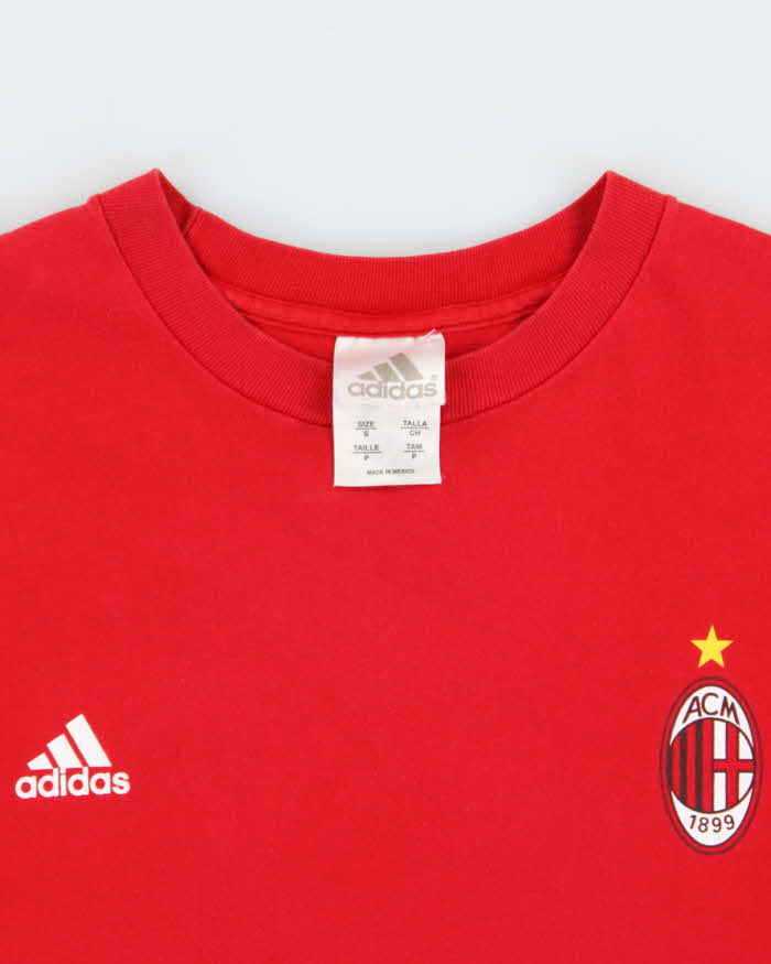 Vintage Y2K 00s Adidas AC Milan FC #10 Heavyweight Crewneck Football T-Shirt - M