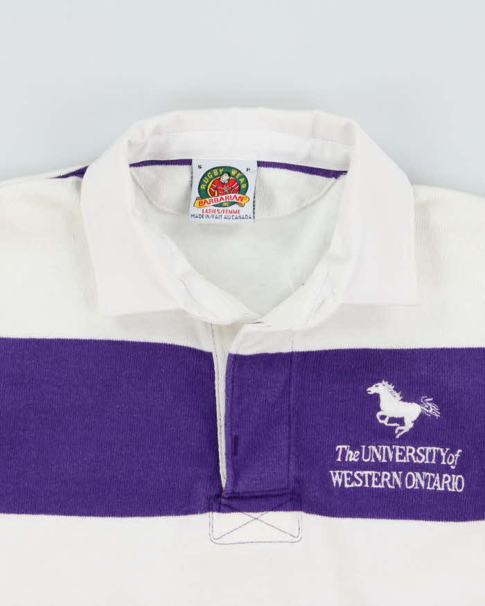 Vintage Y2K 00s Barbarian University Of Western Ontario Women's Long Sleeve Rugby Shirt - S