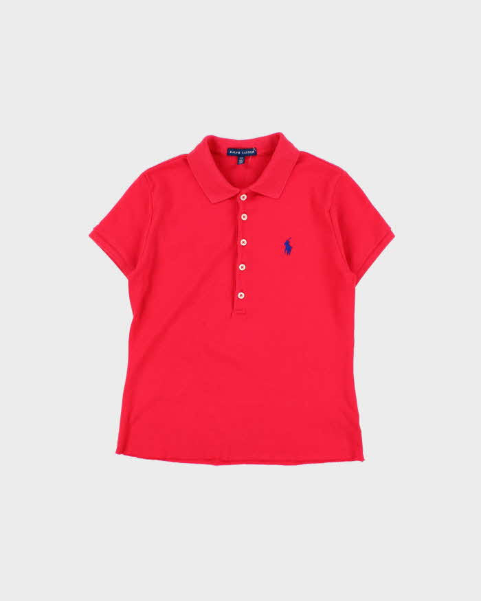 Vintage Y2K 00s Ralph Lauren Women's Exposed Hem Short Sleeve Polo Shirt - S