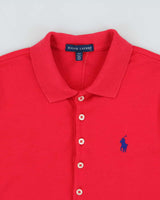 Vintage Y2K 00s Ralph Lauren Women's Exposed Hem Short Sleeve Polo Shirt - S