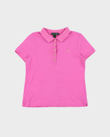 Vintage Y2K 00s Lauren Ralph Lauren Women's Hot Pink Short Sleeve Polo Shirt - M