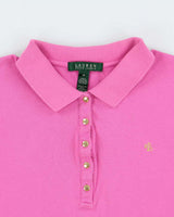 Vintage Y2K 00s Lauren Ralph Lauren Women's Hot Pink Short Sleeve Polo Shirt - M