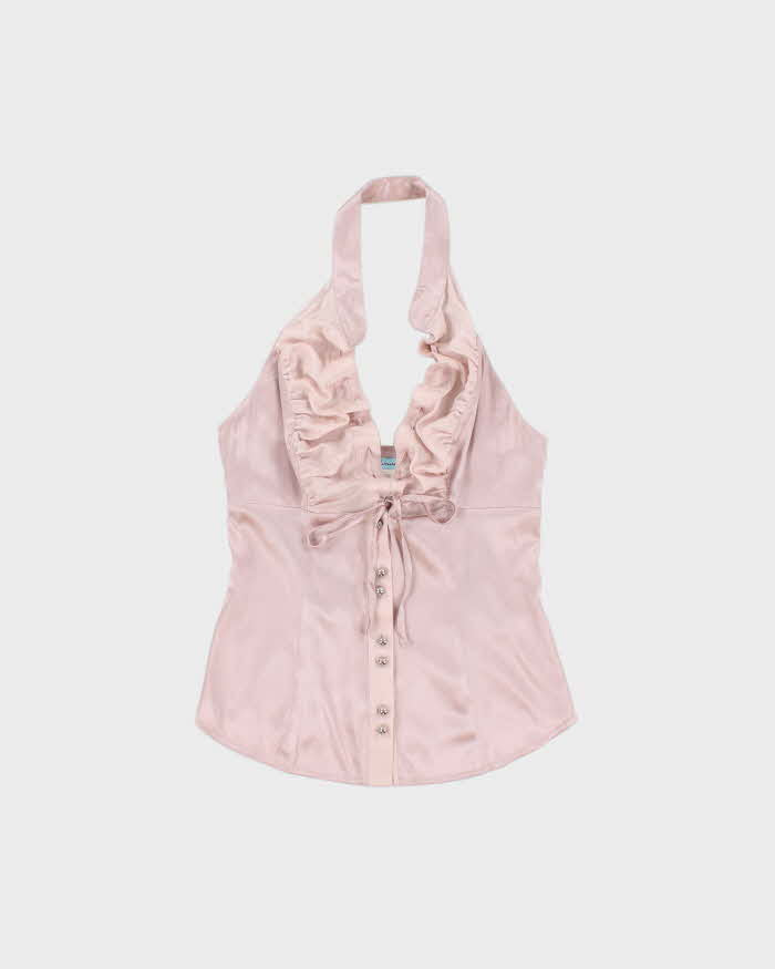 Vintage Y2k 2000s Marciano Silk High Neck Blouse - XS