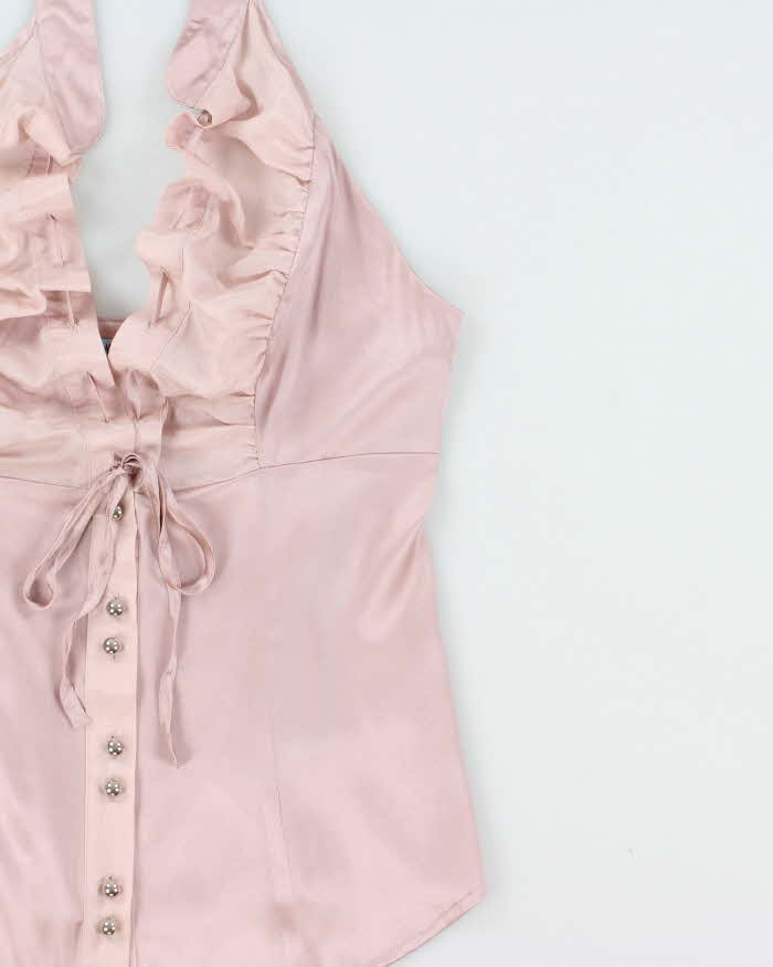 Vintage Y2k 2000s Marciano Silk High Neck Blouse - XS