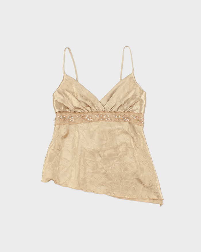 Vintage Y2k 2000s Do & Be Asymmetric Hem Beaded Top - M