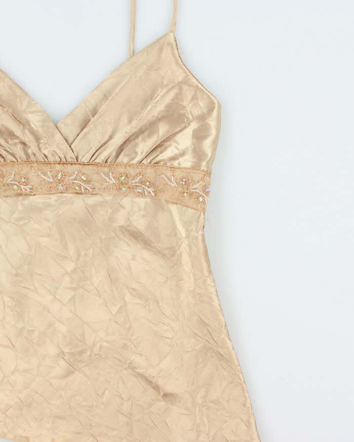 Vintage Y2k 2000s Do & Be Asymmetric Hem Beaded Top - M