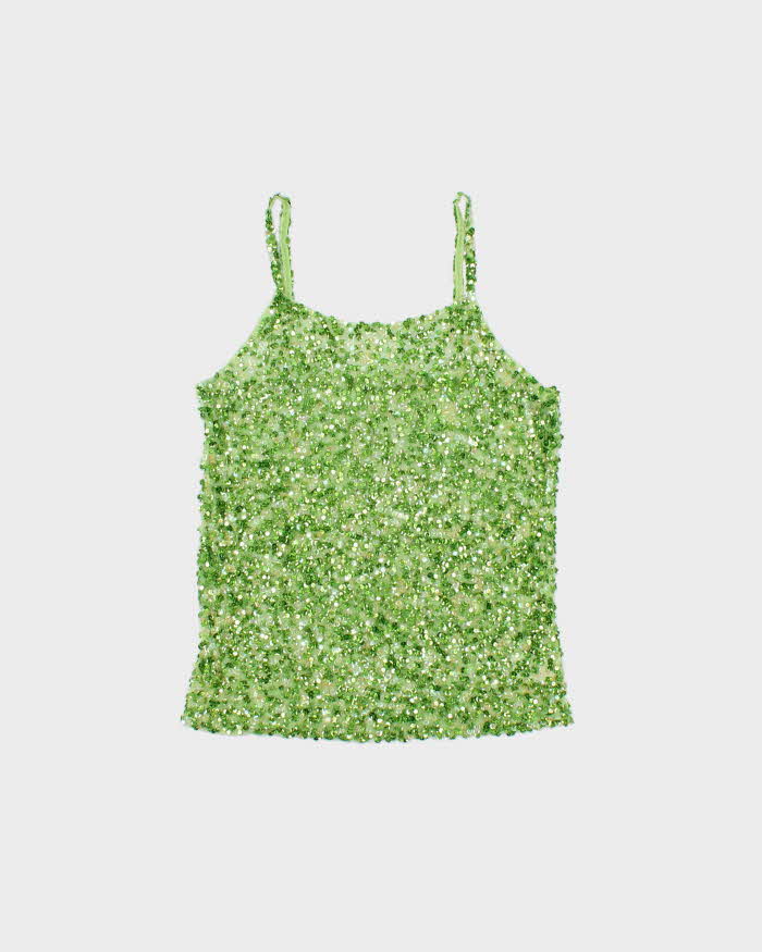 Vintage Y2k 2000s New Vision Mesh Sequin Cami Top - M