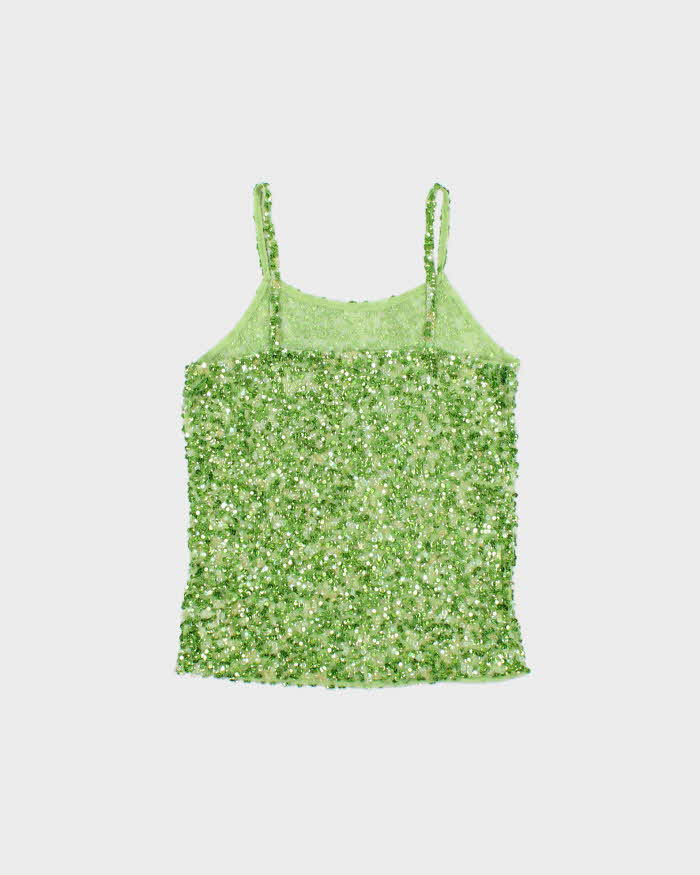 Vintage Y2k 2000s New Vision Mesh Sequin Cami Top - M