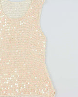Vintage Y2k 2000s Iridescent Flower Sequin Crochet Top - S