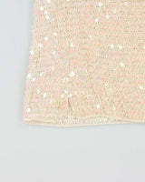 Vintage Y2k 2000s Iridescent Flower Sequin Crochet Top - S