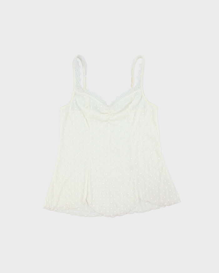 Vintage Y2k 2000s Arianne Embroidered Polka Dot Mesh Cami Top - M